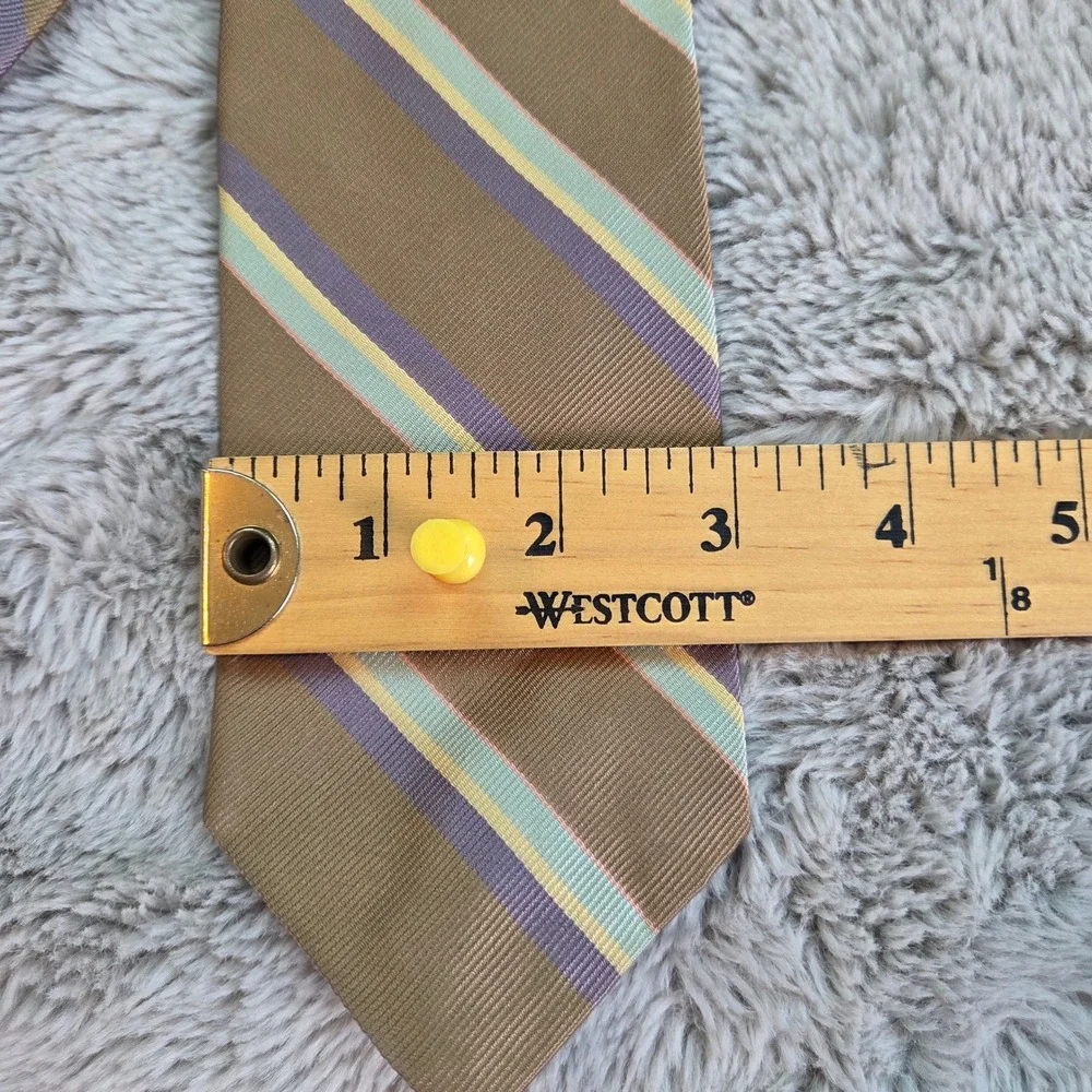 Dooney & Bourke Silk Necktie Mens OS Brown Lavender Yellow‎ Striped Classic Tie
